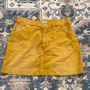 Re/Done Size 28 Yellow Corduroy Mustard Mini A-Line Skirt